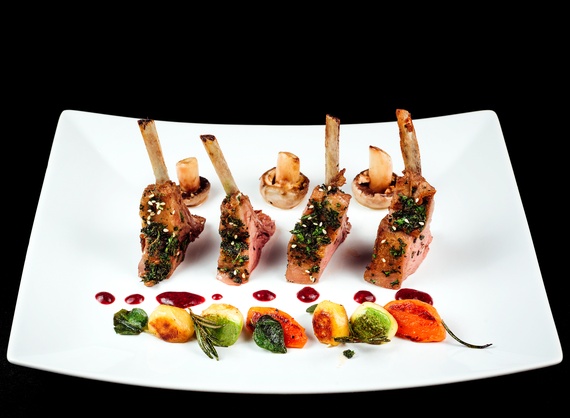 lamb chop with blackberry sauce