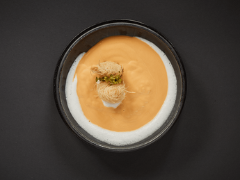 Овощной крем-суп с креветкой