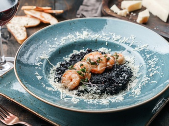 Black risotto with shrimps