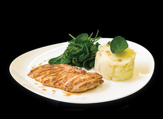 Chicken breasts with mashed potatoes and salad
