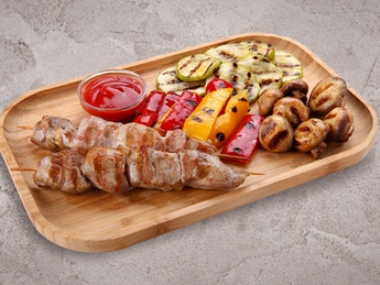 Pork skewers with garnish of your choice