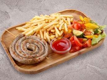 Pork sausages with garnish of your choice
