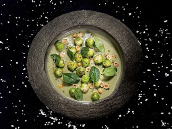Julienne with Brussels sprouts and truffle sauce