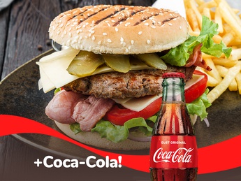 Чизбургер с телятиной +Coca-Cola 0.33l