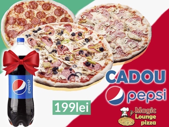 3 pizza with a diameter of 28 cm for 199 lei + gift