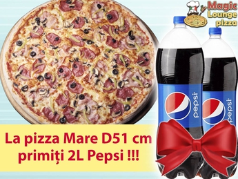Magic Lounge Pizza gives 2 l Pepsi Cola