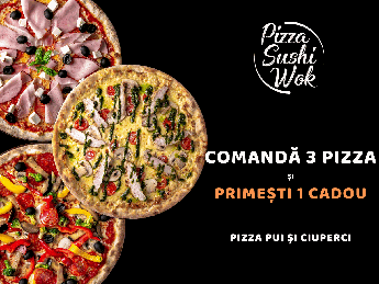 Pizza Sushi Wok vă dăruiește pizza